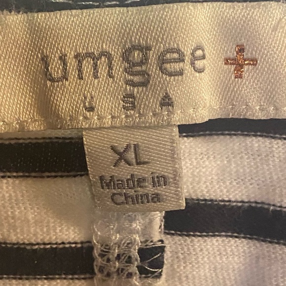 Umgee usa black white stripe boatneck ladies blouse top xl extra large batwing - Picture 3 of 6